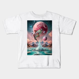 Alien landscape with a fish Kids T-Shirt